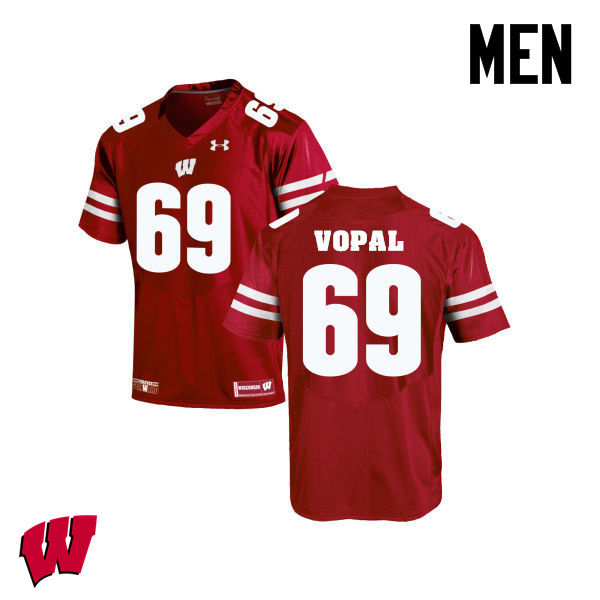Wisconsin Badgers Men's #69 Aaron Vopal NCAA Under Armour Authentic Red College Stitched Football Jersey ED40Y11ZE